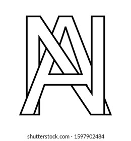 Logo sign an, na icon sign interlaced letters A, N vector logo an, na first capital letters pattern alphabet a, n