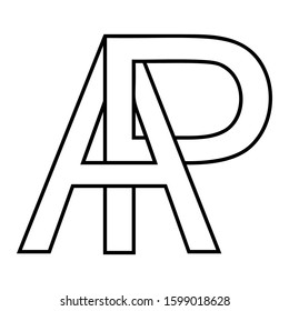 Logo sign ap, pa icon sign interlaced letters A,P vector logo ap, pa first capital letters pattern alphabet a, p