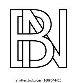 Logo, sign bn, nb icon sign two interlaced letters b, n vector logo bn, nb first capital letters pattern alphabet b, n