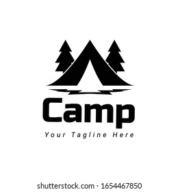 Logo and sign for camp fire or camp forest activity