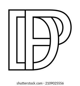 Logo-Zeichen dp pd, Symbol dp Interlaced Buchstaben d