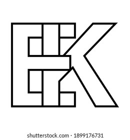 Logo sign ek ke icon sign interlaced letters K, E vector logo ek, ke first capital letters pattern alphabet e, k