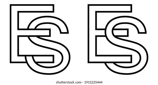 Logo sign es and se icon sign interlaced letters S, E vector logo es, se first capital letters pattern alphabet e, s