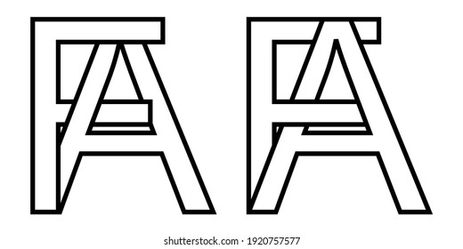 Logo sign fa and af icon sign interlaced letters A, F vector logo af, fa first capital letters pattern alphabet a, f