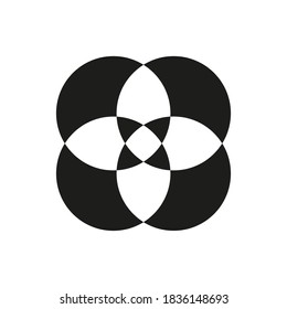 Logo sign flower made of circles geometric pattern accurate and minimalistic