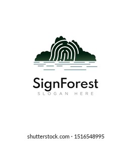 logo sign forest, abtract lake and fingerprint vector