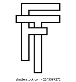 Logo-Zeichen, ft tf-Symbol, Nft-Zwischenbuchstaben f t t