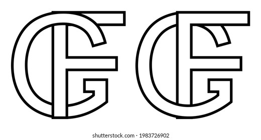 Logo sign gf and fg icon sign interlaced letters f g vector logo gf, fg first capital letters pattern alphabet  g, f