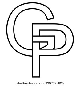 Logo-Zeichen gp pg Symbol, nft durchgestrichene Buchstaben g