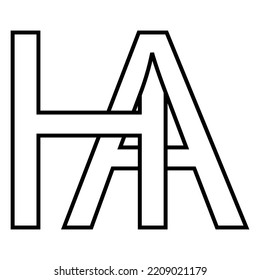 Logo sign ha ah icon nft interlaced letters a h