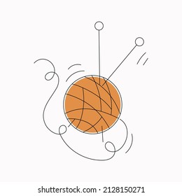 Logo, sign handmade. Balls of thread. Skeins with yarn and knitting needles. Vector illustration. Icon .
