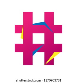 The Logo sign hashtag. Isolate white background