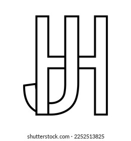 Logo sign hj jh icon double letters logotype h j