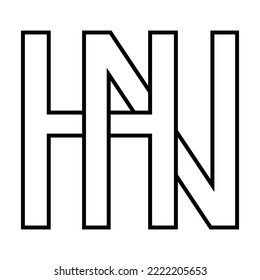 Logo sign hn nh icon, nft interlaced letters n h