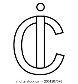 Logo sign ic, ci icon sign interlaced letters c i