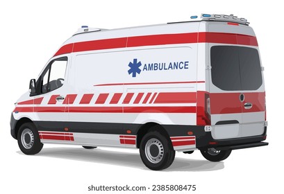 logo sign icon symbol ambulance car art mini bus design graphic vector template isolated red sprinter white 3d realistic hospital equipment crash accident 