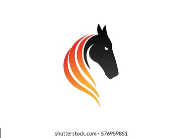 Logo sign icon template black horse head 