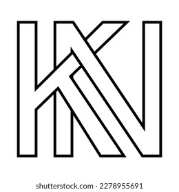 Logo sign kn nk icon double letters logotype n k
