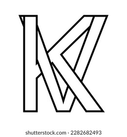 Logo sign kv vk icon double letters logotype v k