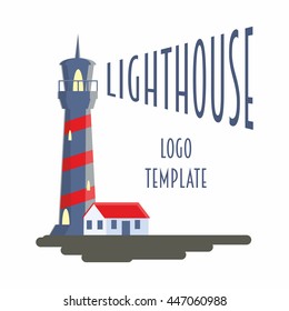 Logo, sign or label design template with lighthouse