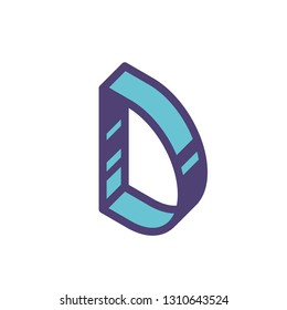 Logo, sign of the letter G. Vector. Linear, outline icon. Isometry, 3D. Colored capital flat letter. Brand company. The symbol is isolated on a white background. Element from the alphabet set.