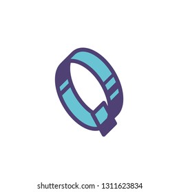 Logo, sign of the letter Q. Vector. Linear, outline icon. Isometry, 3D. Colored capital flat letter. Brand company. The symbol is isolated on a white background. Element from the alphabet set.