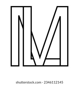 Logo sign lm ml, icon double letters logotype m l