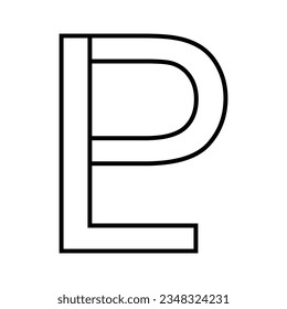 Logo sign lp pl icon double letters logotype p l