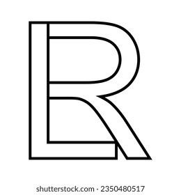 Logo sign lr rl, icon double letters logotype r l