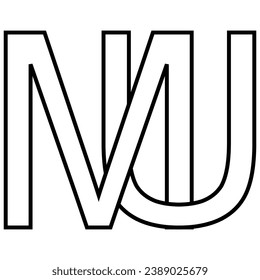 Logo sign mu um icon double letters logotype m u