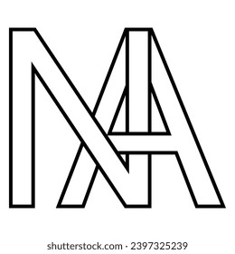 Logo sign na an, icon double letters logotype n a