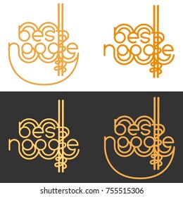 Logo, sign for noodle cafe, bar, fast food, restaurant, pasta, producers of noodles, flat modern outline stile
