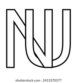 Logo sign nu, un icon double letters logotype n u