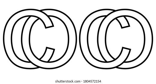 Logo sign oc and co icon sign two interlaced letters o, C vector logo first capital letters pattern alphabet 