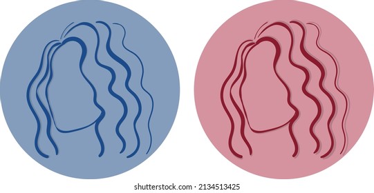 logo sign one line girl woman hairstyle wavy curly hair for hairdresser, beauty salon