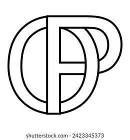 Logo sign op, po icon double letters logotype p o