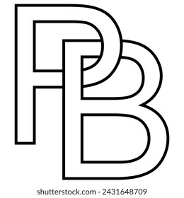 Logo sign pb, bp icon double letters logotype p b