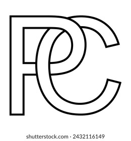 Logo sign pc cp icon double letters logotype p c