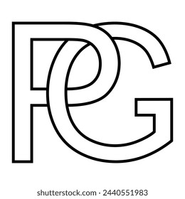 Logo sign pg, gp icon double letters logotype p g