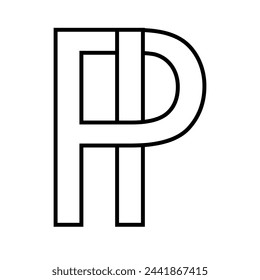 Logo sign pi, ip icon double letters logotype p i