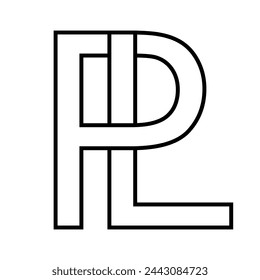 Logo sign pl, lp icon double letters logotype p l