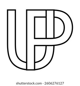 Logo sign up pu icon double letters logotype u p
