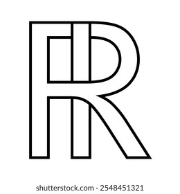 Logo sign ri ir icon, double letters logotype r i
