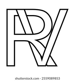 Logo sign rv vr icon double letters logotype r v