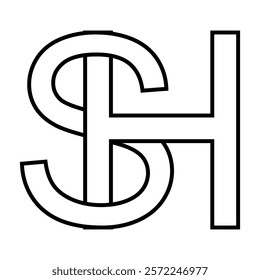 Logo sign sh hs icon double letters logotype h s