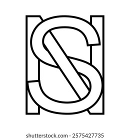 Logo sign sn ns icon double letters logotype n s