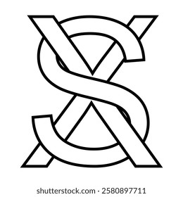 Logo sign sx xs icon double letters logotype x s