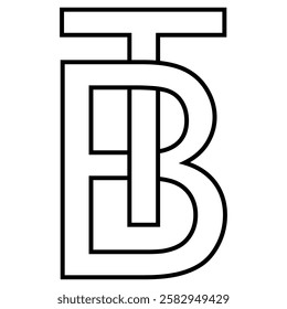 Logo sign tb bt icon double letters logotype t b