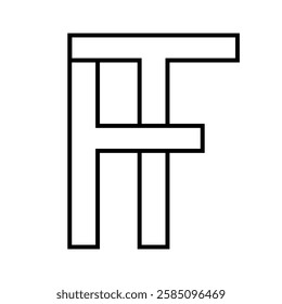 Logo sign tf ft icon double letters logotype t f