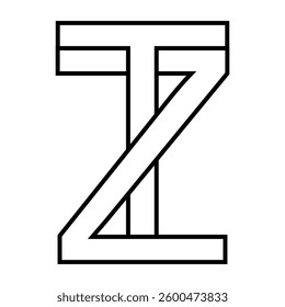 Logo sign tz zt icon double letters logotype t z